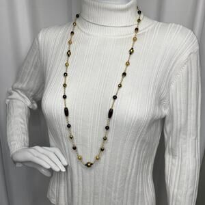 Vintage LCI Liz Claiborne signed costume jewelry necklace gold tone black red